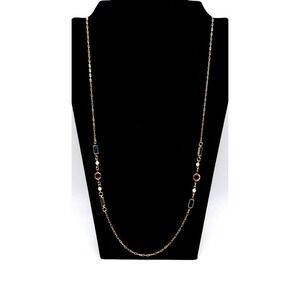 Gold Pearl Lucite Station Necklace